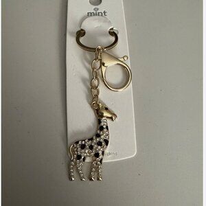 NEW! Mint Brand Golf Giraffe Keychain Purse Charm Rhinestones